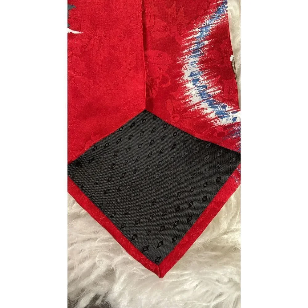 TOWNCRAFT Men’s Silk Christmas Dress Tie Santa Feeding Reindeer Vintage 46” Red